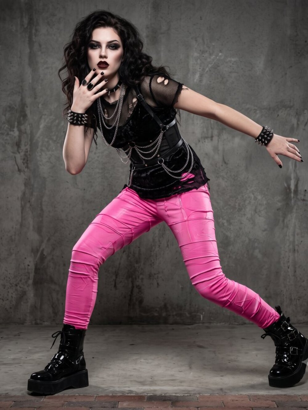 Bubblegum Pink Duct Tape Leggings Size Xl High Rise Waist Silky